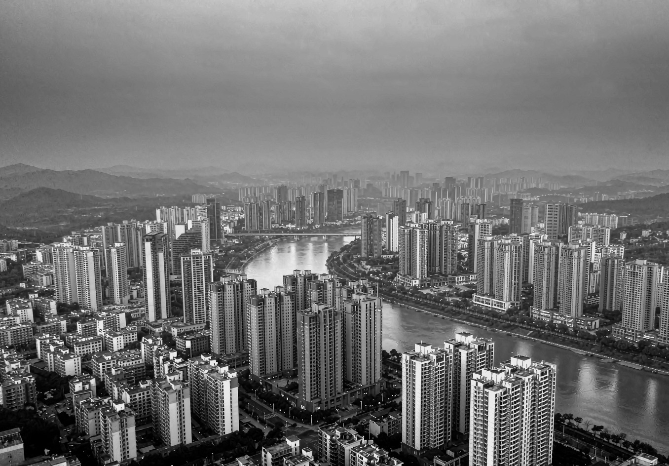 成都城市俯拍灰调背景